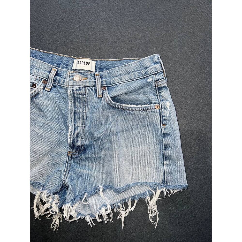 Agolde Sz 27 Blue Parker Y2K Vintage Cut Off Short Distressed Button Fly A010092 - Picture 3 of 9
